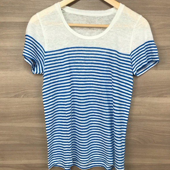 J. Crew Tops - J. Crew Engineer Stripe Linen T-shirt Medium
